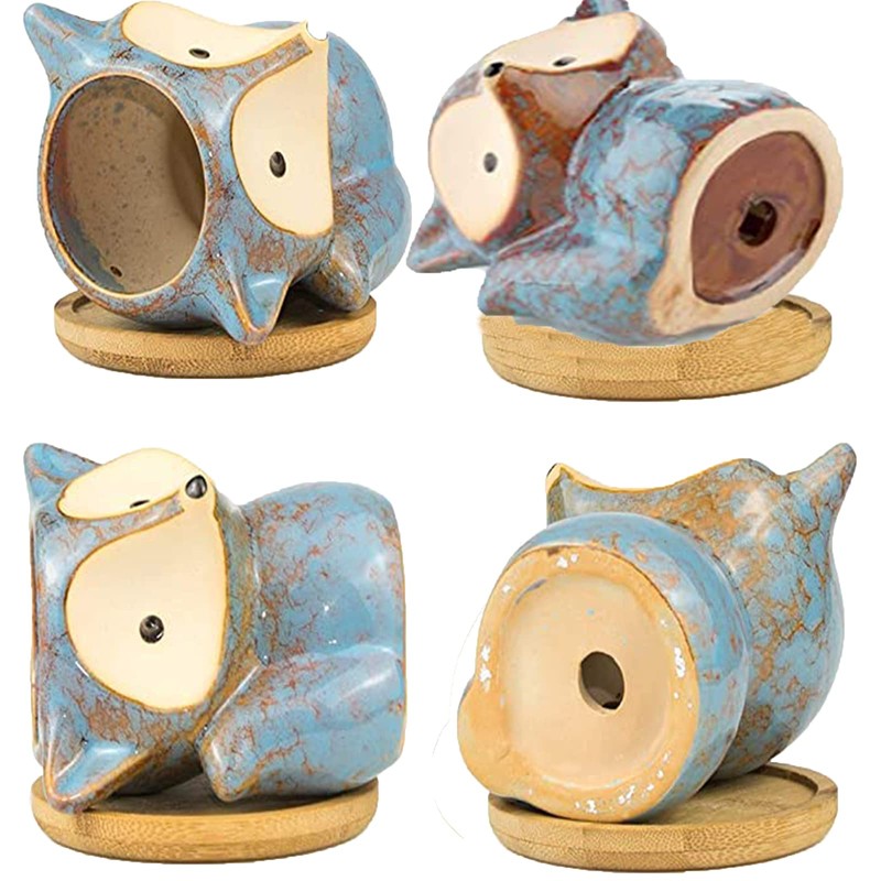 Fayemint Pack of 3 Succulent Pots, Ceramic Succulent Pots, Small