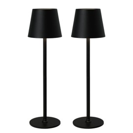 zeyork Cordless Table Lamp, Rechargeable Table Lamp with Touch Dimmable Control, Portable LED Desk Lamp for Indoor Patio Restaurant Living Home (Black-Round, 2)