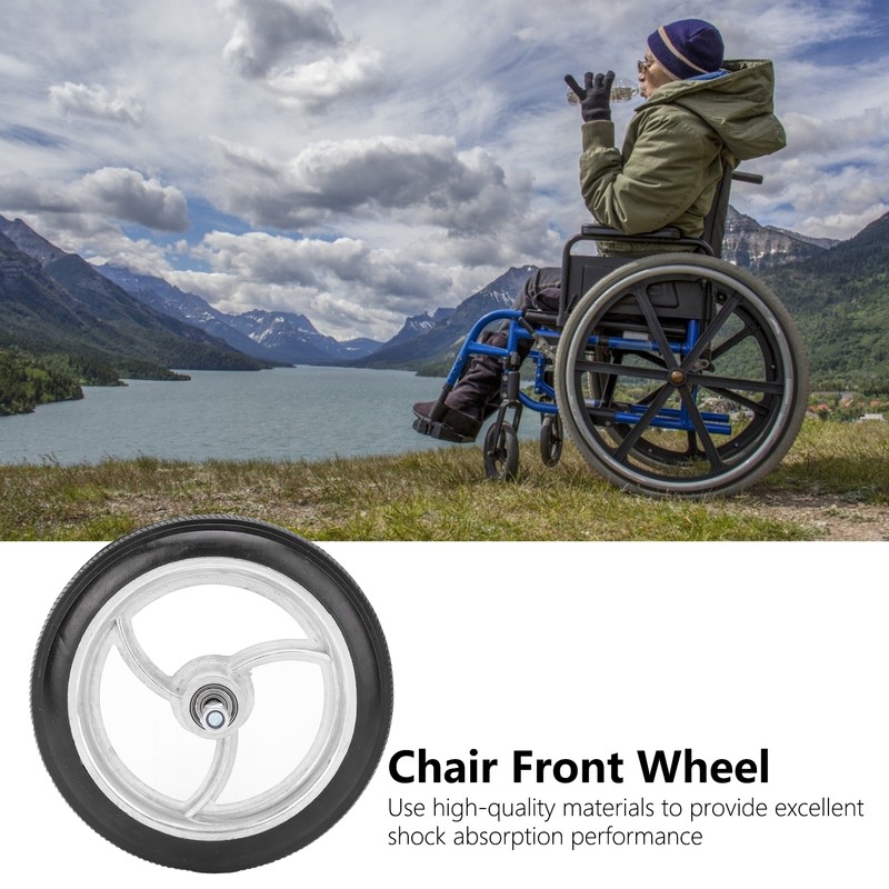 7in Disabled Front Wheel Aluminum Alloy Non Slip Polyurethane Tire