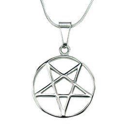 Inverted Pentacle Necklace, Waterproof Stainless Steel, Upside Down Pentagram Symbol Charm Pendant and Chain (20"(51cm) Chain)