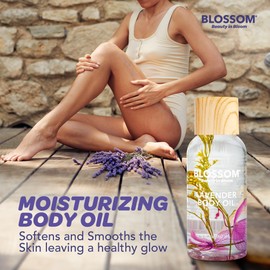 Blossom Skincare Moisturizing and Hydrating Body Oil, Dry Oil Infused with Real Flowers, 2 fl. oz/60ml, Purple, Lavender