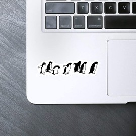 Medium 100mm 'Walking Penguins' Permanent Sticker Decal for Cars/Windows/Bins/Walls etc (DW00026898)