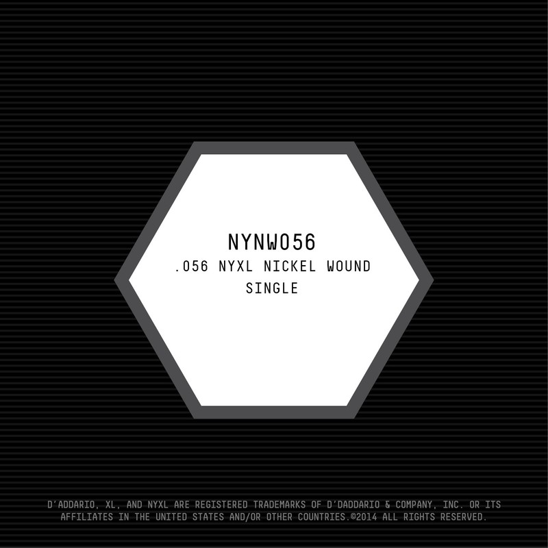 D'Addario NYXL Nickel Wound Electric Guitar Single String, .056