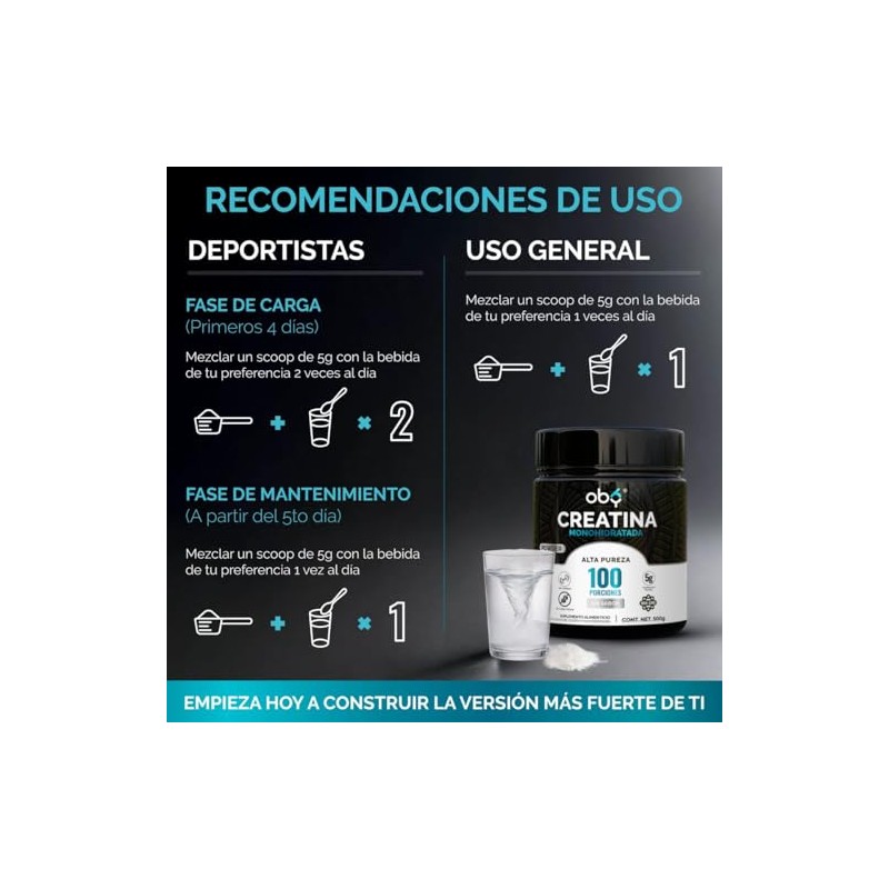 2-Pack Oby Creatina Monohidratada Micronizada en Polvo | 100% Alta