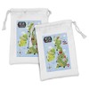 Ambesonne Cartoon Fabric Pouch Set of 2, Cartoon Style Maps