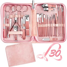 Juego de manicura 30 en 1, cortaúñas RedFlow, cortaúñas de uñas de manos y pies, herramientas de manicura, herramientas de pedicura, adecuado para kit de manicura de viaje, kit de uñas con todo lo
