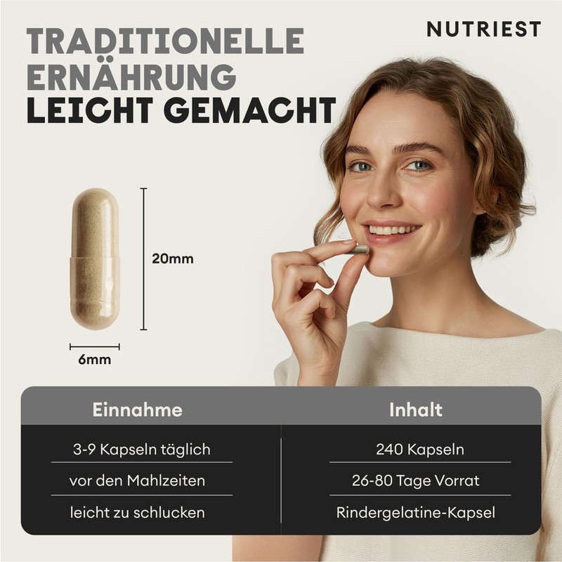 Grass Food Dried Cattle Kidney - 270 Capsules, Organically Certified