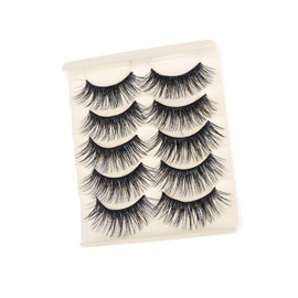 WOONEKY 5 Pairs Long Thick Artificial Eyelashes Exaggerated Fiber Lashes for Womens Makeup to Use for Daily and Stage Looks