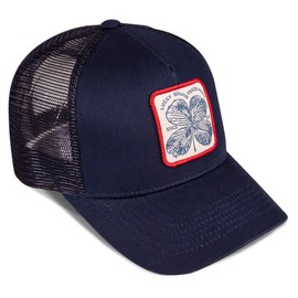 Lucky Brand Standard Trucker Hat, Clover Patch-Navy, One Size