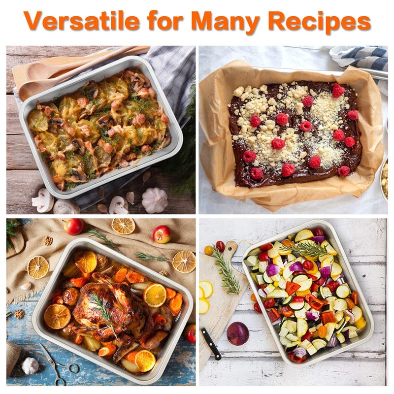 Deep Lasagna Pan, E-far Stainless Steel Rectangular Roasting Baking Pans,