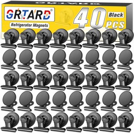 Grtard 40 Pack Magnetic Clips - Black Heavy Duty Fridge Magnets for Refrigerator, Whiteboard, Office, School, Kitchen
