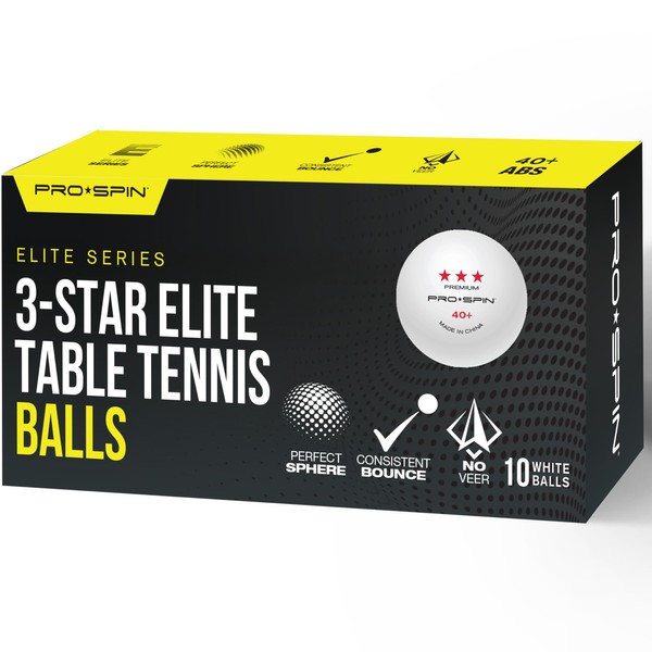 PRO SPIN Elite Series Table Tennis Balls - White Premium