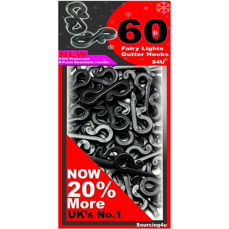 S4U Plastic Gutter Hooks Multi Pack Outdoor Christmas Lights S