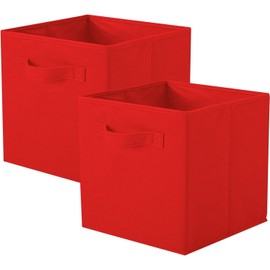 powerking Storage Bins, Foldable Fabric Storage Cubes and Cloth Storage Organizer Drawer for Closet and Toys Storage, 2 Pack (Red)