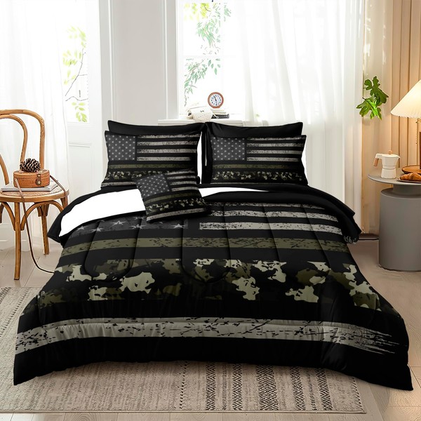 Full Size Comforter Set Camo Comforter Teen Boys American Flag