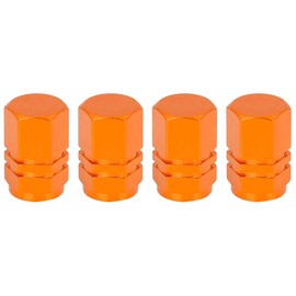 X AUTOHAUX 4pcs Orange Tire Stem Valve Caps Wheel Valve Covers Car Dustproof Hexagon Shape Aluminium Alloy Tire Cap