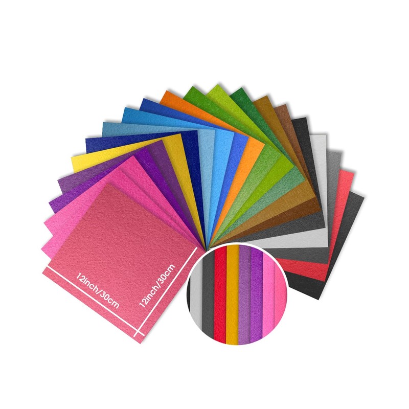 12" x 12" Felt Fabric Sheets for Crafts, Squares Felt