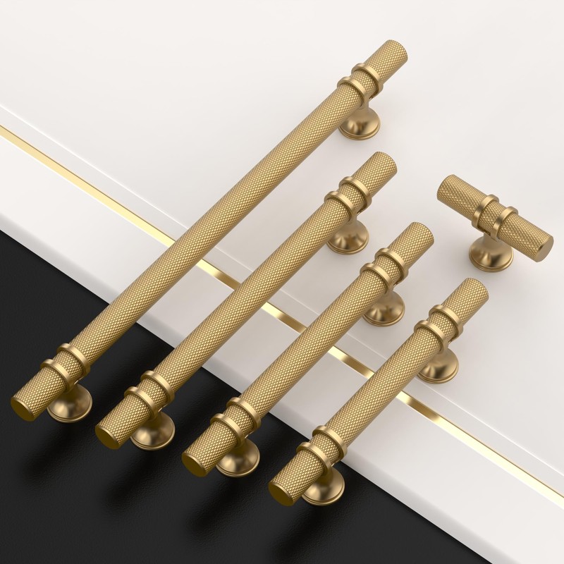 Amerdeco 10 Pack Knurled Champagne Bronze Cabinet Pulls 5 Inch
