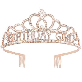 Birthday Girl Headbands for Women Tiara & Crowns for Girls Happy Birthday Party Accessories Favor Venus Supllies Gold, 1 Pack