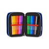 Seven Sonic Pencil Case for School with 3 Zips, Red,