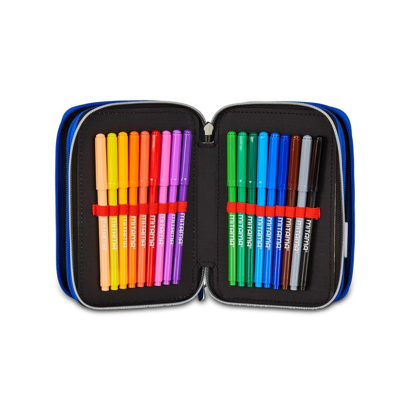 Seven Sonic Pencil Case for School with 3 Zips, Red,