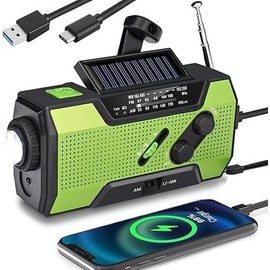 SurvivorX WB02 Solar & Hand Crank Emergency Radio with LED Flashlight, SOS Alarm, AM/FM/NOAA, Portable, Audio Features