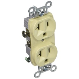 Hubbell CR20-I Commercial Duplex Receptacle, Ivory