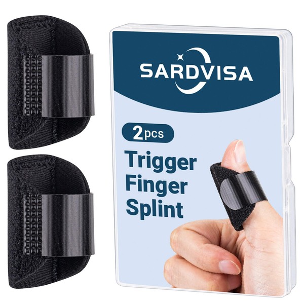 SARDVISA Trigger Finger Splint, 2 Pcs Single Strap Knuckle Immobilization