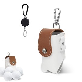 Golf Ball Bag, Golf Ball Storage Bag, Golf Ball Protection Bag, Portable Golf Small Ball Bag, Golf Waist Bag, Golf Bag with Hanging Clip, Golf Accessories, Waterproof (Brown