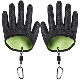 MINGTIANGH Fishing Gloves, Fishing Gloves, with Magnetic Hooks, Cut-Resistant, Anti-Slip, Abrasion Resistant, Durable, Fall Prevention, Portable, For Fishing, Fish Training, Fishing Equipment (L)