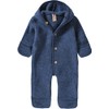 Engel Baby Jumpsuit with Hood, Wool Fleece - Blue blend,