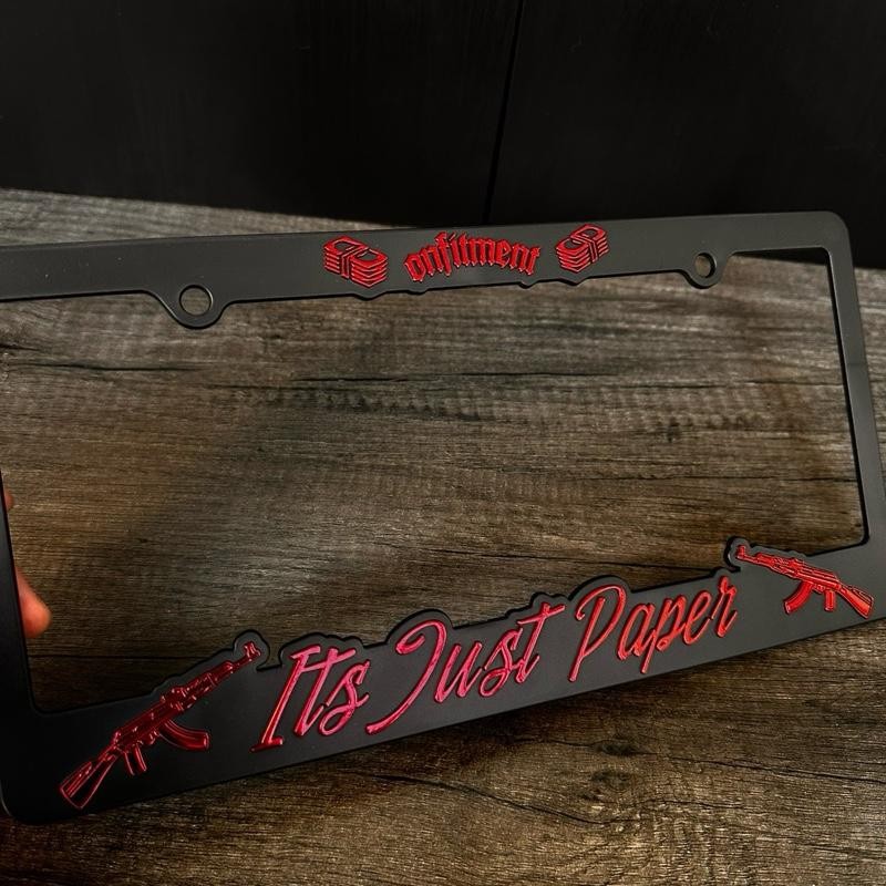 “Its Just Paper” License Plate Covers:_Metallic Gold