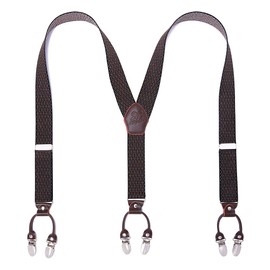 Kangdai Men's Suspenders, 6 Clips Heavy Duty Men Braces Y Back 10 Colours Durable Elastic Adjustable Suspenders Thick Metal Clips -