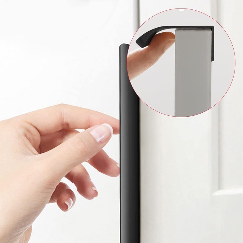 10Pcs Black Cabinet Handles Mount Finger Edge Pulls Hidden Drawers