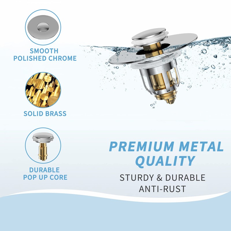 Universal 2 in 1 Bathroom Sink Stopper, Pop Up Bathroom