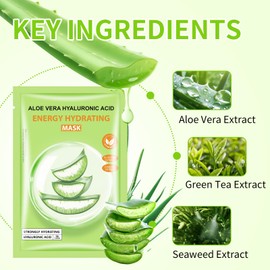 GUOYAOLIFU Aloe Vera Facial Mask for Women,Hydrating Face Mask Sheet Home SPA,Moisturizing Face Sheet Mask for Dry, Oily, Sensitive Skin 30ml（5Pack）