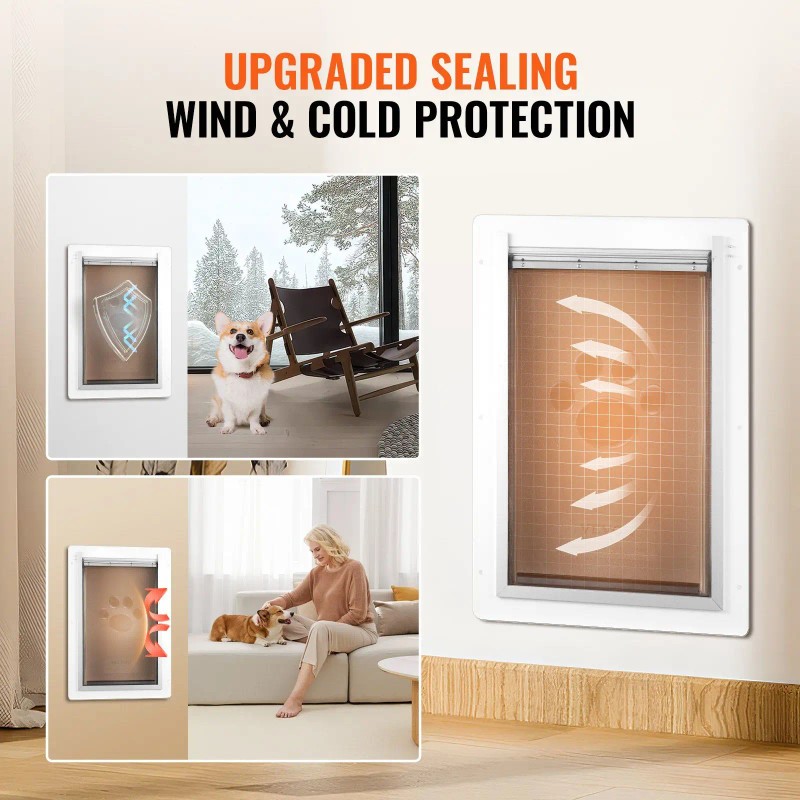 Pet Door For Walls Metal Frame With Lock Rectangle Indoor