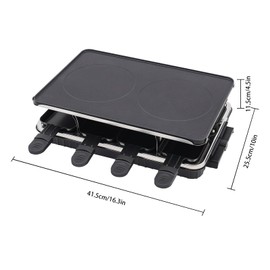 LIAPDG Table Grill, Raclette Cheese Portable Outdoor/Indoor Grill Double-Sided Electric Barbecue Grill with 8 Small Baking Trays & Wooden Spatula for Barbecues, Parties 1300W 16.3 x 10 x 4.5 Inch