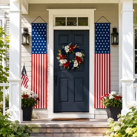American Flag Hanging Banner for Patriotic Decor – Polyester Porch Sign for Independence Day & National Events