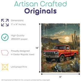 Inspirational Wall Art Co. - Steady | Vintage Truck Wall Decor - Country Art Prints - Old Truck Decor - Rustic 1950s Chevy Ford Pickup Truck | 11x14 Inches Unframed