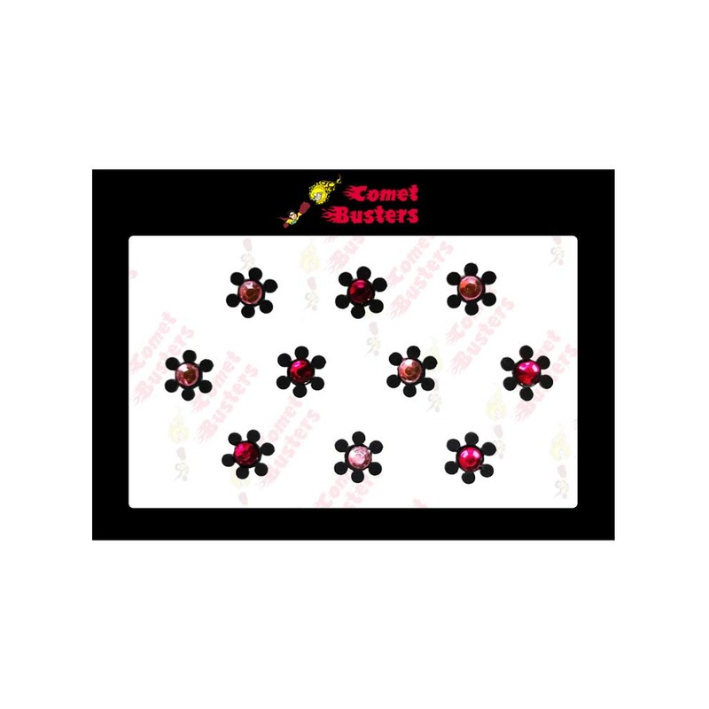 Comet Busters Collection Black Bindi With Pink Stone