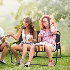 BDL Double Camping Chair Loveseat Heavy Duty Folding Double Seat Beach Chair with Armrests for Outdoor Travel Hiking Patio Beach