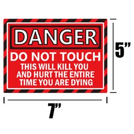 Do Not Touch Stickers 'DO NOT TOUCH" Danger Warning Labels 5 x 7 Inch - This Will Kill You Electrical Shock Hazard High Voltage Electrocution Vinyl Warning Decals Sign Labels 4 Pack