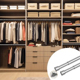 JIAMIAN 31cm-52cm Extendable Wardrobe Pole, Stainless Steel Wardrobe Guide Rail, Adjustable Hanger Pole, Wardrobe Pole, Hanger Tube, Suitable For Wardrobes, Showers, Balconies, Windows