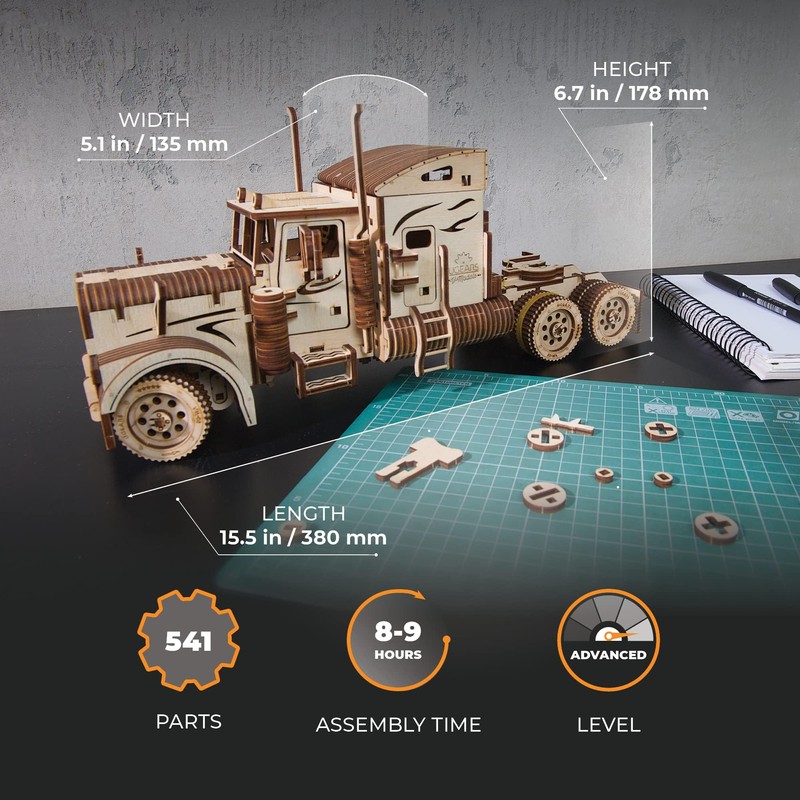 UGEARS Heavy Truck 3D Wooden Puzzles for Adults - Wooden