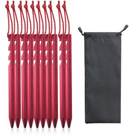 10 Pieces Heavy Tent Pegs, Y-Shaped Metal Tent Pegs Tent Stakes Pegs Nails Aluminium Alloy Camping Tent Stake Nail Red Ground Pegs Camping for Camping Outdoor Beach Hiking
