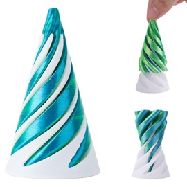 Spiral Cone Fidget Toy, 3D Printed Cone Impossible Pyramid Passthrough Sculpture Helix Pass Through Fidget Toy for Kids and Adults Stress Relaxation Random Stuff Gifts (White Green)