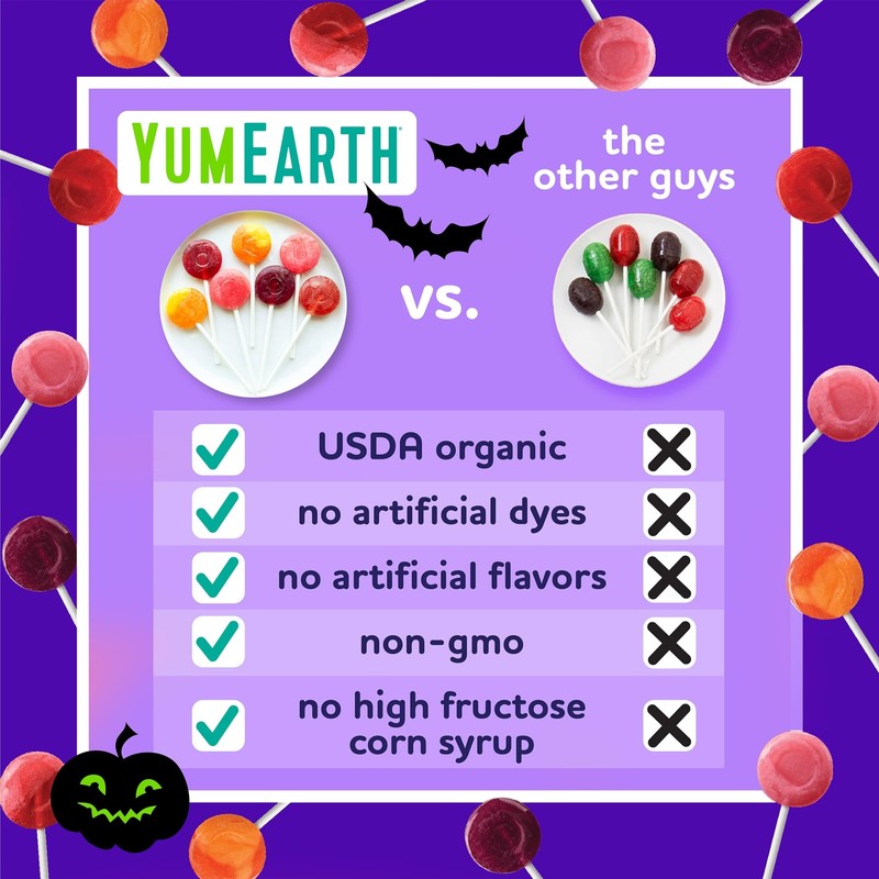 YumEarth Assorted Organic Lollipops 40 Count Vegan Gluten Free Allergy