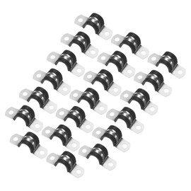 M METERXITY 20-Pack Cable Clamps, 15/32 Inch/ 12 mm 304 Stainless Steel Rubber Cushioned Insulated Cable Clamp U Shape Metal Holder for Tube/Wire/Pipe/Loop Installation