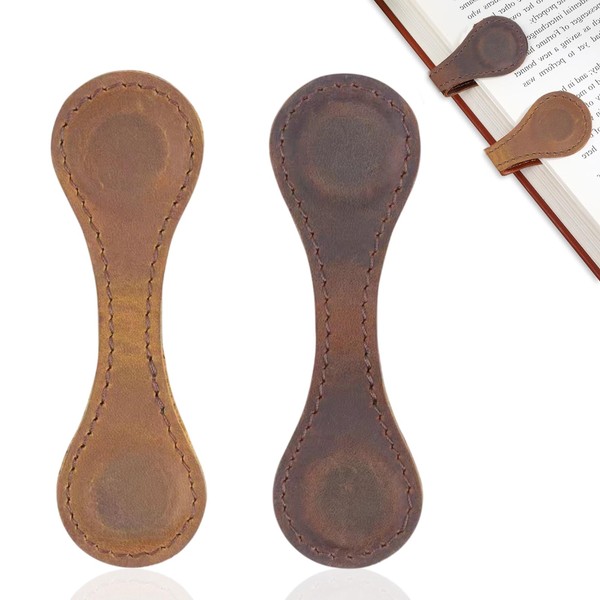 Pack of 2 Leather Bookmarks, Magnetic Bookmarks, Personalised Magnetic Bookmark,